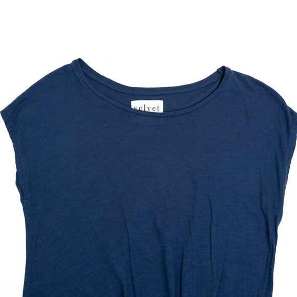 Anthropologie Velvet Graham & Spencer Gussie Side Tie Dress Blue - Picture 6 of 14